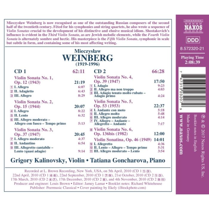 WEINBERG: Complete Sonatas for Violin and Piano; Violin Sonatina - slide-1