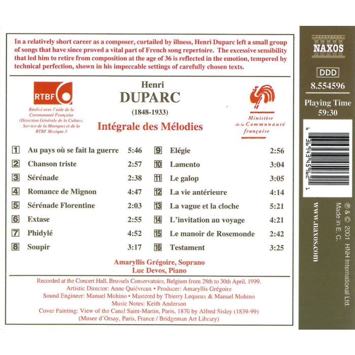 DUPARC: Integrale des melodies - slide-1