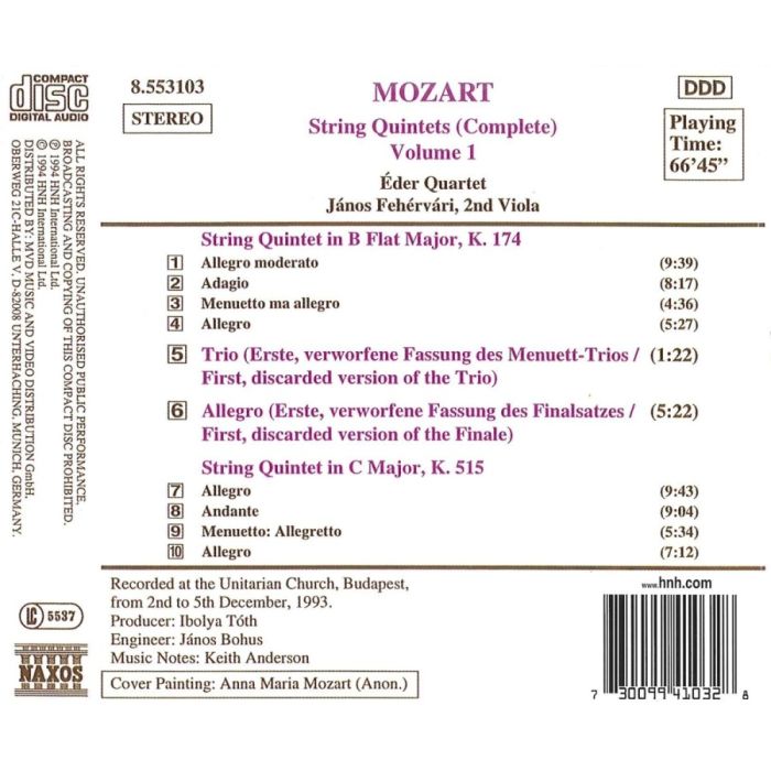 MOZART: String Quintets Vol. 1, K. 174 and K. 515 - slide-1