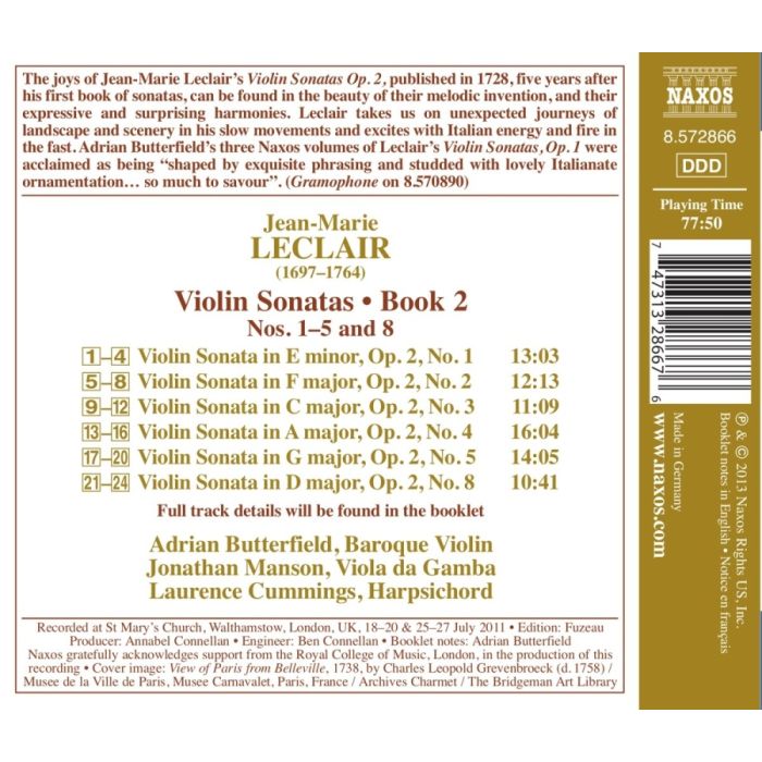 Leclair: Violin Sonatas Book 2 - Nos. 1 - 5 & 8 - slide-1