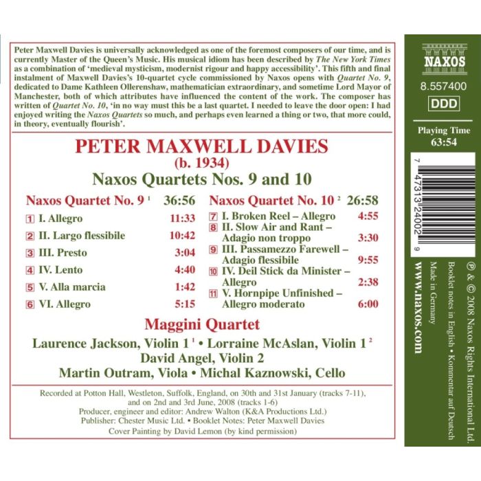Maxwell Davies: Naxos Quartets - slide-1
