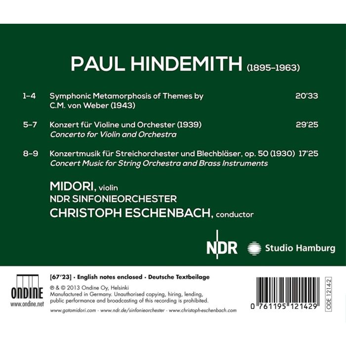 Hindemith: Violinkonzert, Symphonic Metamorphosis, Konzertmusik - slide-1