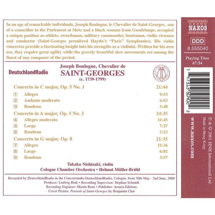 SAINT-GEORGES: Violin Concertos - slide-1