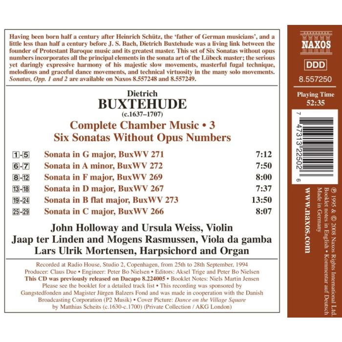 BUXTEHUDE: Chamber Music (Complete), Vol. 3 - 6 Sonatas - slide-1