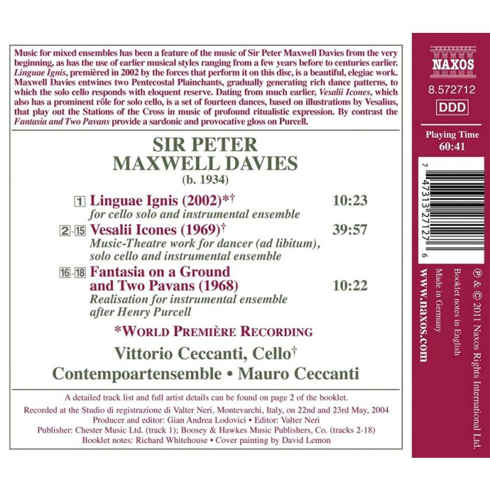 MAXWELL DAVIES: Linguae Ignis; Vesalii icones - slide-1
