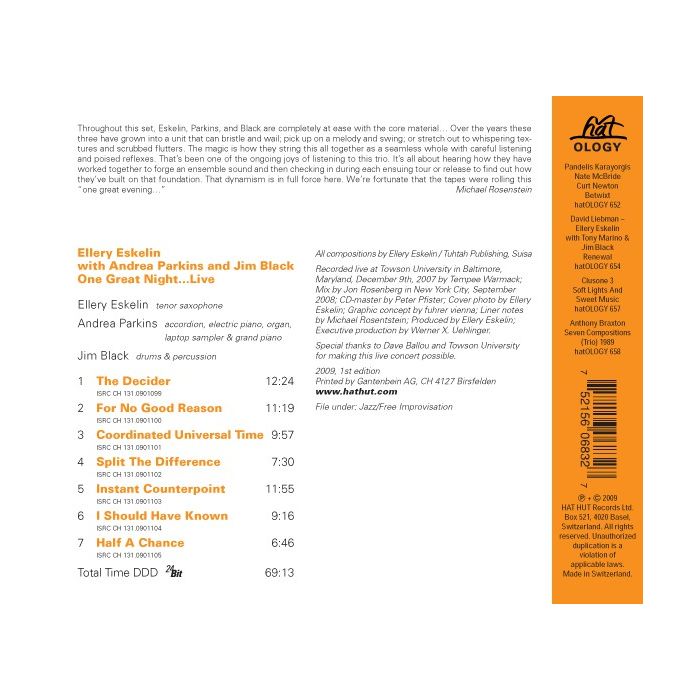 Ellery Eskelin: One Great Night: Live 2007 - slide-1