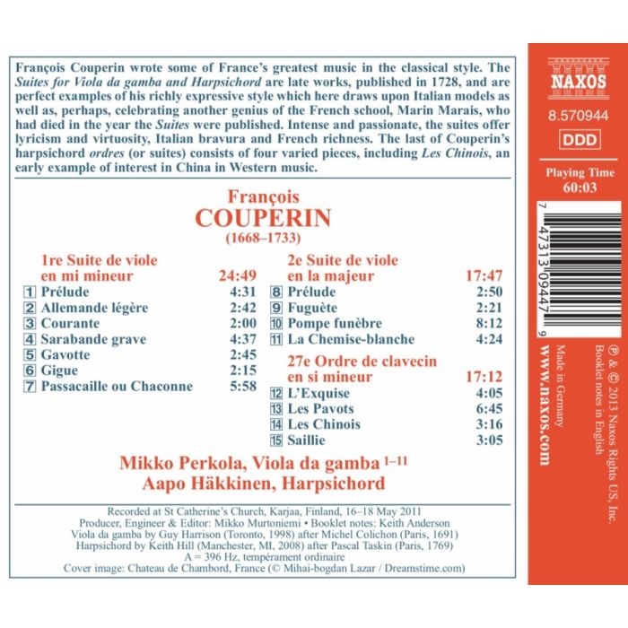 Couperin: Suites for Viola da gamba, 27e Ordre de clavecin - slide-1