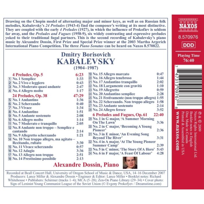 Kabalevsky: Preludes, Preludes & Fugues - slide-1