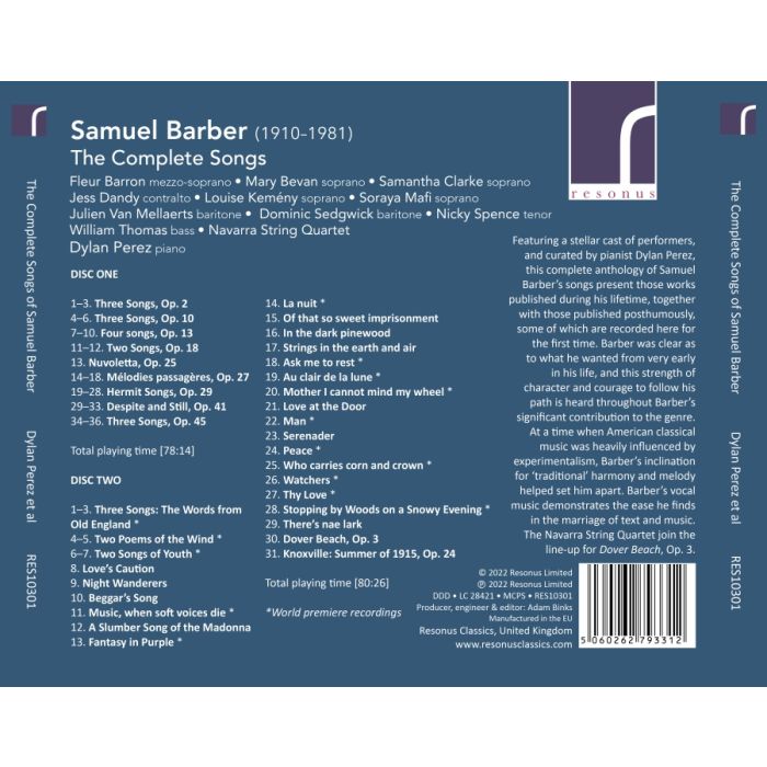 Barber: The Complete Songs - slide-1