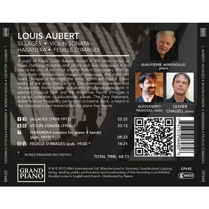 Aubert: Piano Works – Sillages, Violin sonata, Habanera, - slide-1