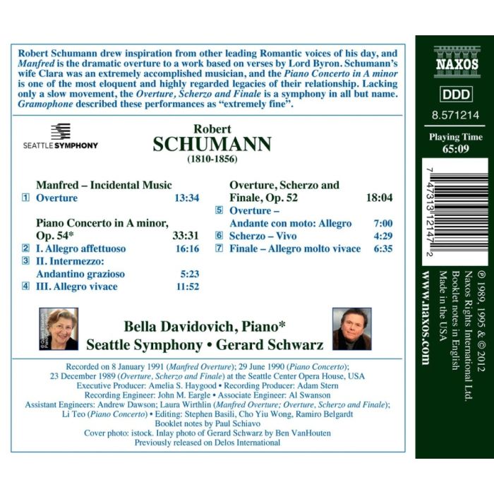 SCHUMANN: Manfred: Overture; Piano Concerto; Overture, Scherzo and Finale - slide-1