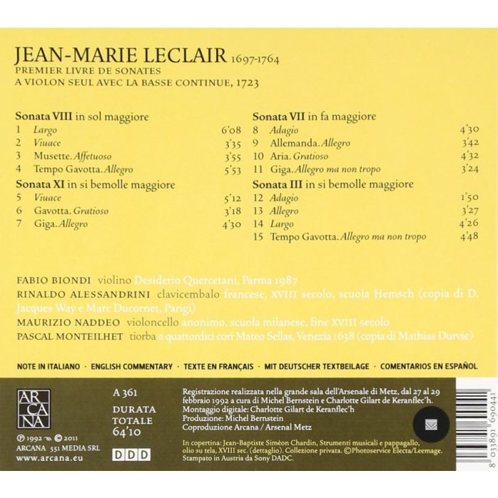 Leclair: Premier Livre de Sonates a Violon Seul avec la basse continue - slide-1