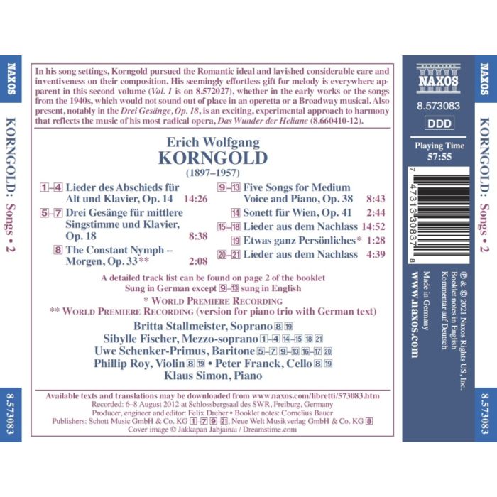 Korngold: Songs Vol. 2 - slide-1