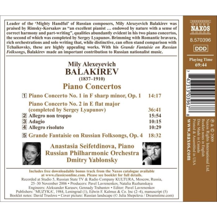 Balakirev: Piano Concertos, Grande Fantaisie on Russian Folksongs - slide-1