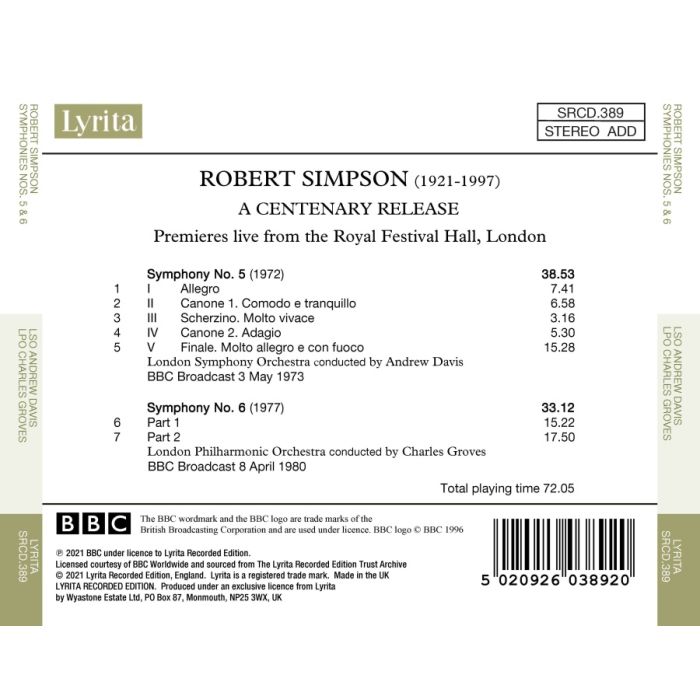 Simpson: Symphonies Nos. 5 & 6 - slide-1