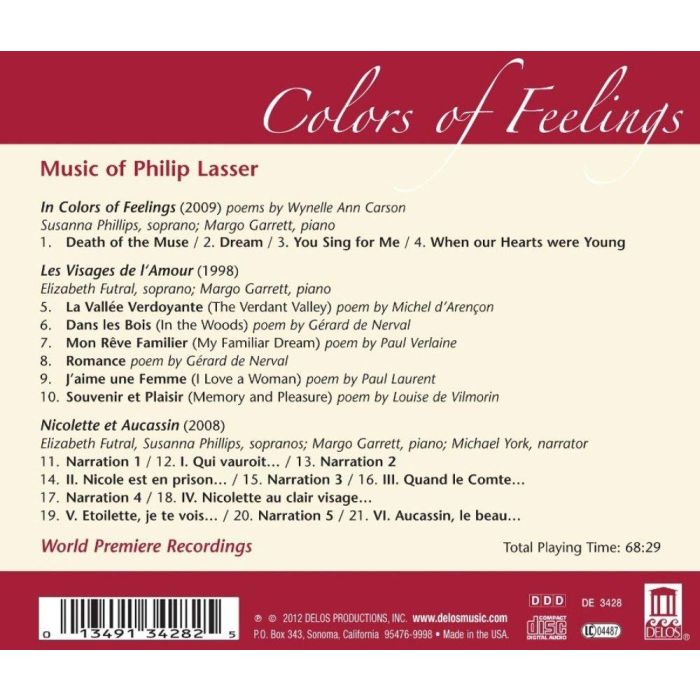 Colors of Feelings - Philip Lasser: Nicolette et Aucassin & other song cycles - slide-1