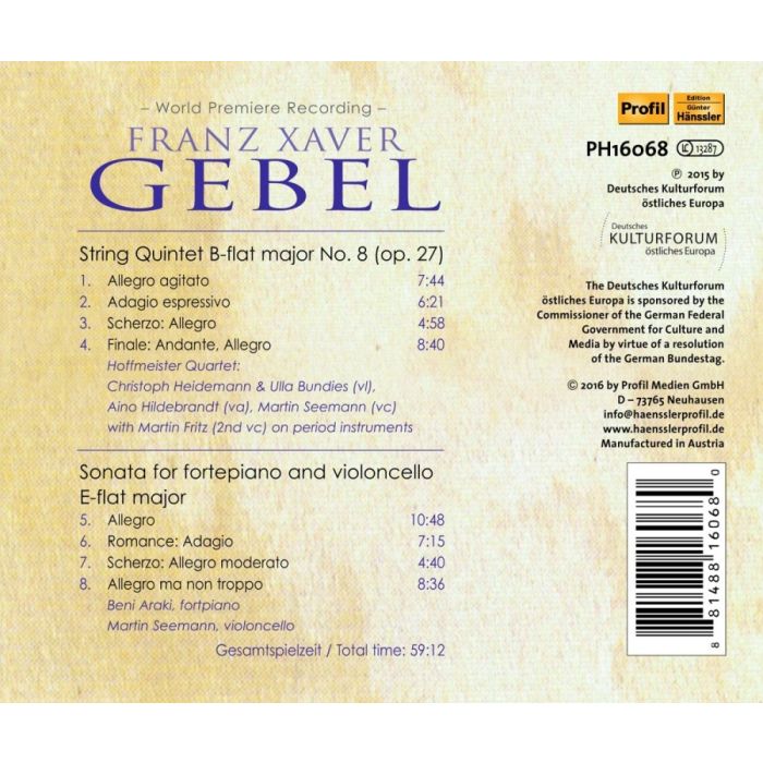 Gebel: String Quintet No. 8 & Cello Sonata - slide-1