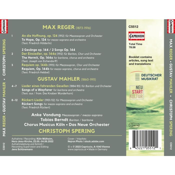 Reger: Requiem; Mahler: Orchestral Songs - slide-1