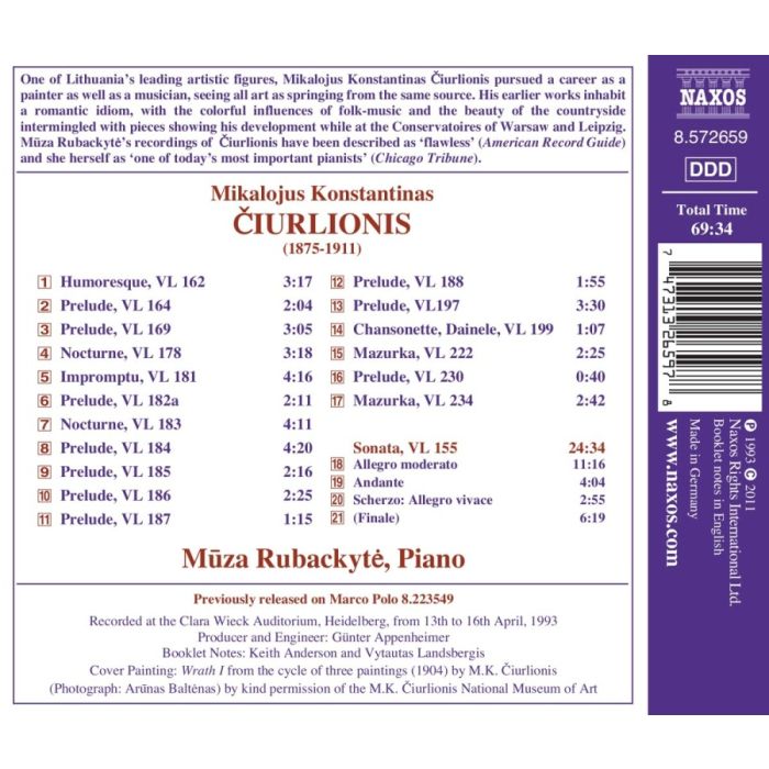 CIURLIONIS: Piano Music, Vol. 1 - slide-1