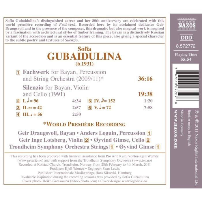 Sofia Gubaidulina: Fachwerk for Bayan, Percussion and String Orchestra, Silenzio for Bayan, Violin and Cello - slide-1