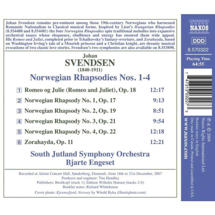 SVENDSEN: Norwegian Rhapsodies Nos. 1-4, Romeo and Juliet, Zorahayda - slide-1