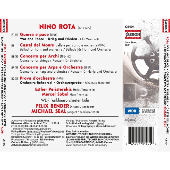 Rota: War and Peace; Castel del Monte; Harp Concerto - slide-1