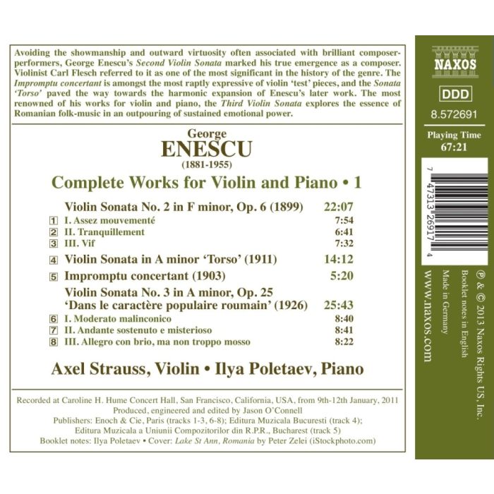 Enescu: Complete Works for Violin and Piano Vol. 1 - slide-1