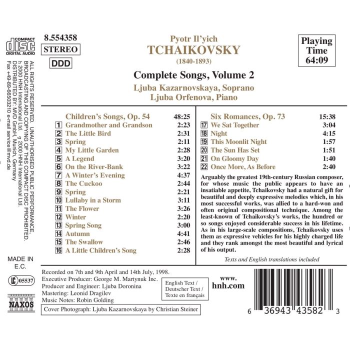 TCHAIKOVSKY: Complete Songs vol. 2 - slide-1