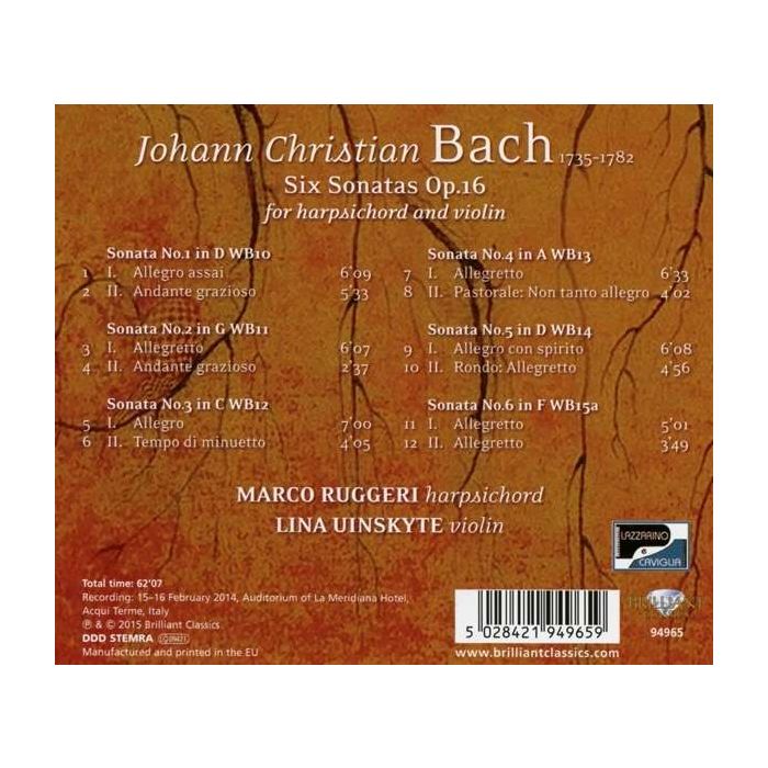 J.C. Bach: Sonatas for Harpsichord and Violin - slide-1