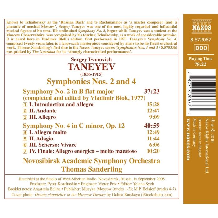 TANEYEV: Symphonies Nos. 2 and 4 - slide-1