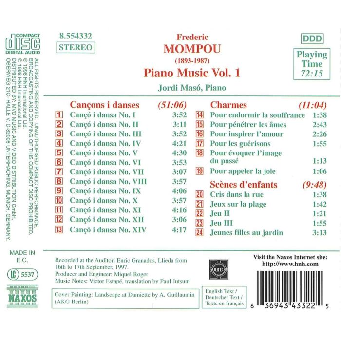 MOMPOU: Piano Music vol. 1 - slide-1
