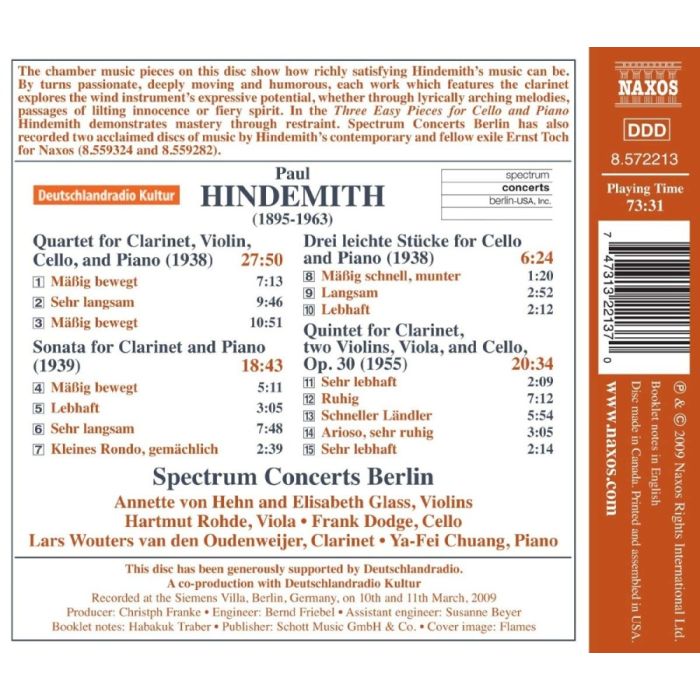 Hindemith: Clarinet Quintet, Clarinet Quartet, Clarinet Sonata, Three Easy Pieces - slide-1