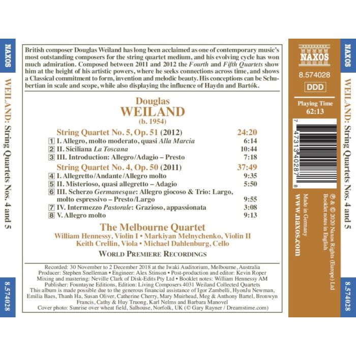 Weiland: String Quartets Nos. 4 and 5 - slide-1