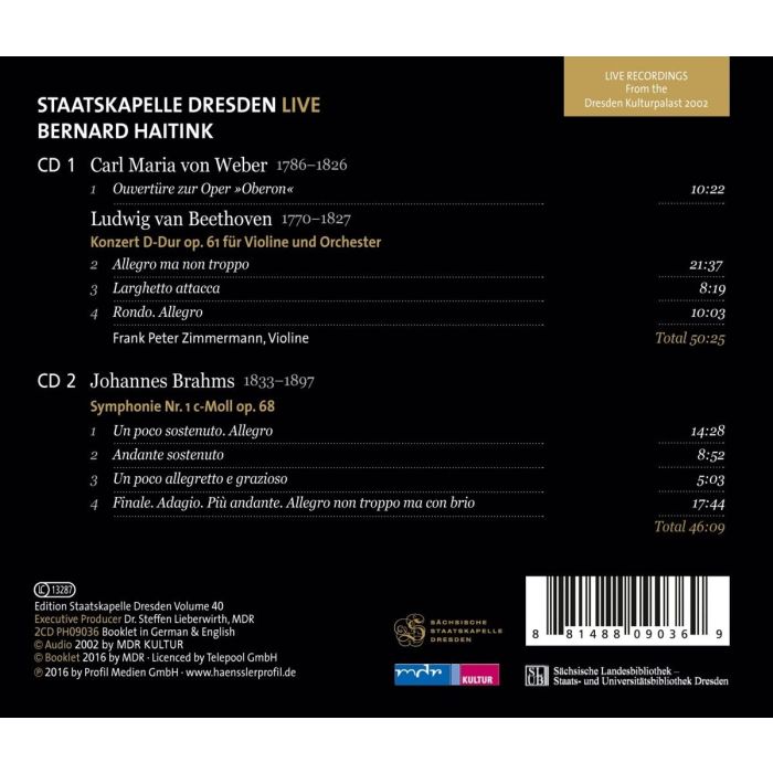 Weber: Oberon Overture / Beethoven: Violin Concerto / Brahms: Symhony No. 1 - slide-1