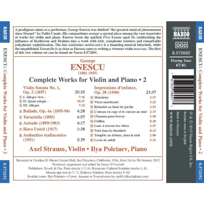 Enescu: Complete Works for Violin and Piano Vol. 2 - slide-1