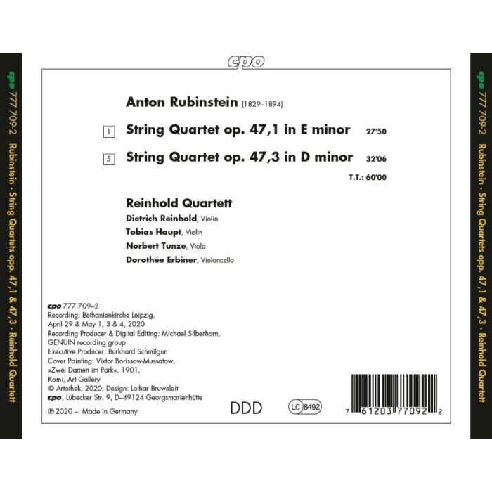 Rubinstein: String Quartets op. 47, Nos. 1 & 3 - slide-1