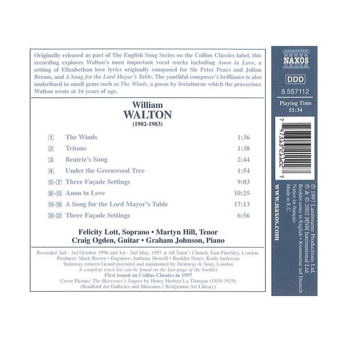 WALTON: Anon in Love; Facade Settings; A Song for the Lord - slide-1