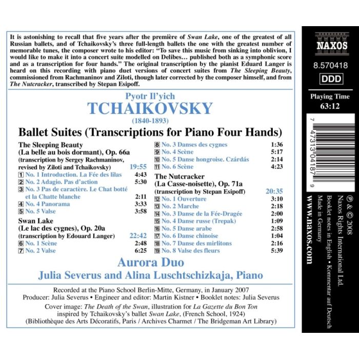 TCHAIKOVSKY: Ballet Suites arranged for Piano - slide-1