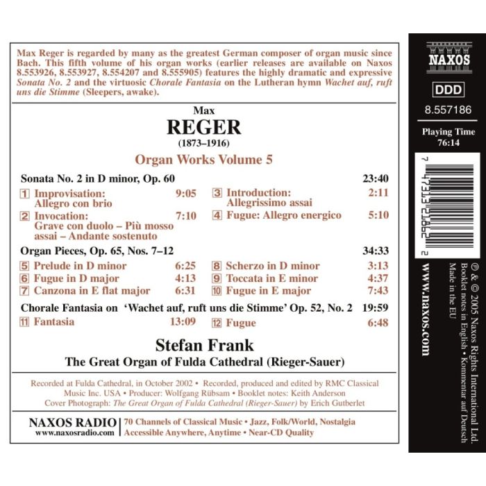 REGER: Organ Works, Vol. 5 - Organ Sonata No. 2; 12 Organ Pieces; Chorale Fantasia on Wachet auf, ruft uns die Stimme - slide-1