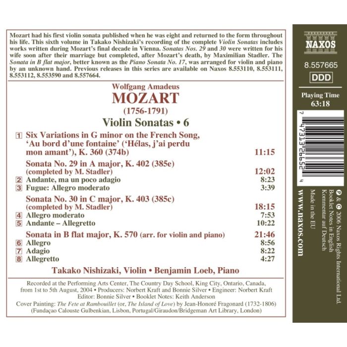 MOZART: Violin Sonatas, Vol. 6 - slide-1