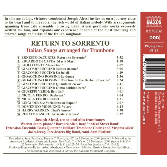 RETURN TO SORRENTO - Italian Songs arranged for Trombone - slide-1