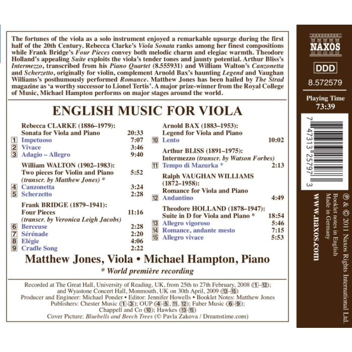English Music for Viola - CLARKE, WALTON, BRIDGE, BAX, BLISS, HOLLAND, VAUGHAN WILLIAMS - slide-1