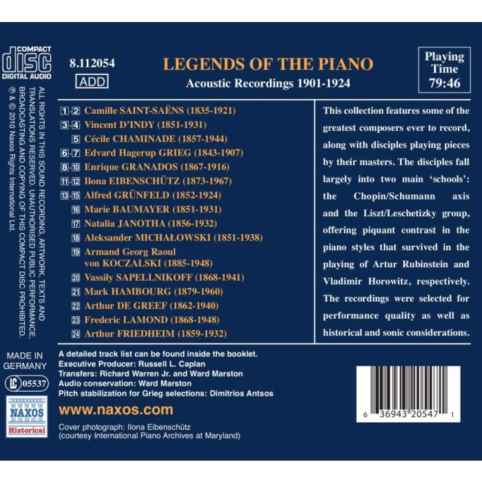 Legends of the Piano - Acoustic Recordings 1901-24 recordings - slide-1