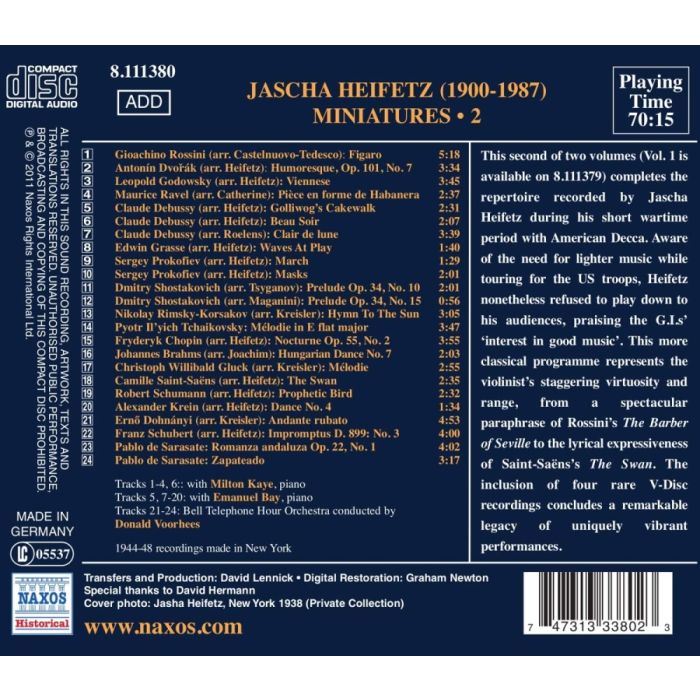 Jascha Heifetz: Miniatures • 2, - slide-1