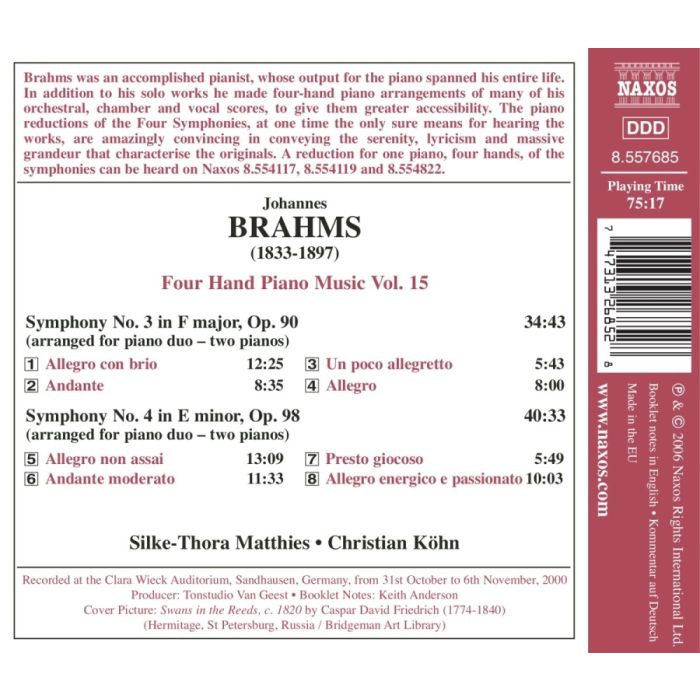 BRAHMS: Four-Hand Piano Music, Vol. 15 - slide-1