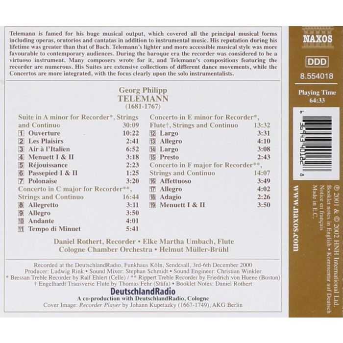 TELEMANN: Recorder Suite; Recorder Concertos - slide-1