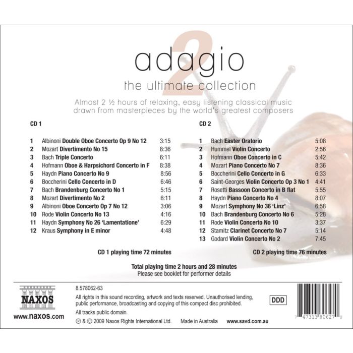 Adagio 2 - The Ultimate Collection (2 CD) - Albinoni, Bach, Boccherini, Mozart, Haydn, ... - slide-1