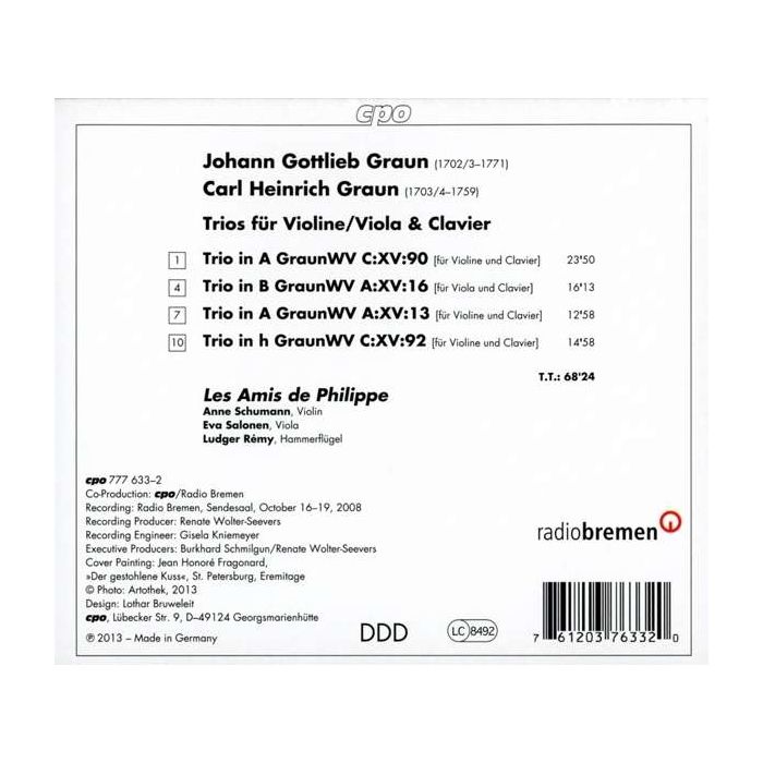 Graun: Trios for Violin or Viola & Clavier - slide-1