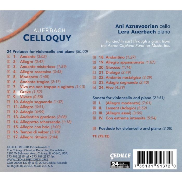 Auerbach: Celloquy - 24 Preludes for violoncello & piano, Sonata, Postlude - slide-1