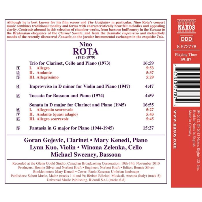Rota: Clarinet Sonata, Clarinet Trio, Improvviso, Toccata, Fantasia - slide-1